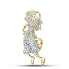 10kt Yellow Gold Men's Round Diamond Money Bag Run Charm Pendant - 1 - 5/8 Cttw - Splendid Jewellery