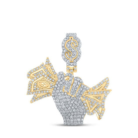 10kt Yellow Gold Men's Round Diamond Money Fist Charm Pendant - 2 - 5/8 Cttw | Splendid Jewellery - Splendid Jewellery