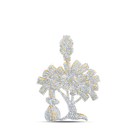 10kt Yellow Gold Men's Round Diamond Money Tree Charm Pendant - 2 - 3/4 Cttw - Splendid Jewellery