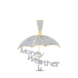 10kt Yellow Gold Men's Round Diamond Money Weather Umbrella Charm Pendant 1 Cttw - Stylish and Sophisticated Gold Diamond Pendant for Men - Splendid Jewellery