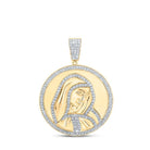 10kt Yellow Gold Men's Round Diamond Mother Mary Circle Charm Pendant - 1 Cttw | Splendid Jewellery - Splendid Jewellery