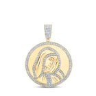 10kt Yellow Gold Men's Round Diamond Mother Mary Circle Charm Pendant - 1 Cttw | Splendid Jewellery - Splendid Jewellery