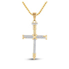 10kt Yellow Gold Men's Round Diamond Nail Cross Charm Pendant 1/5 Cttw - A Captivating Symbol of Faith and Style - Splendid Jewellery