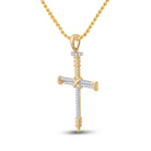 10kt Yellow Gold Men's Round Diamond Nail Cross Charm Pendant 1/5 Cttw - A Captivating Symbol of Faith and Style - Splendid Jewellery
