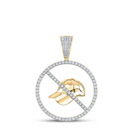 10kt Yellow Gold Men's Round Diamond No Cap Charm Pendant - 2 Cttw - Splendid Jewellery