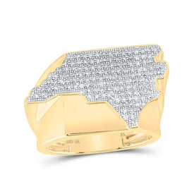 10kt Yellow Gold Men's Round Diamond North Carolina State Band Ring 3/4 Cttw | Exquisite Gentlemen's Jewel - Splendid Jewellery