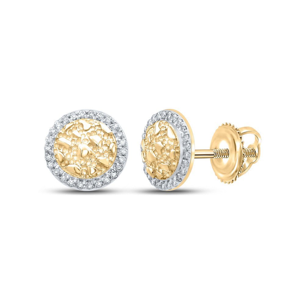 10kt Yellow Gold Men's Round Diamond Nugget Circle Earrings - A Dazzling Addition to Your Style - Splendid Jewellery