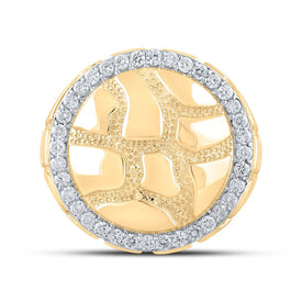 10kt Yellow Gold Men's Round Diamond Nugget Circle Ring 3/4 Cttw - A Radiant Statement of Masculine Elegance product Top View from Splendid Jewellery