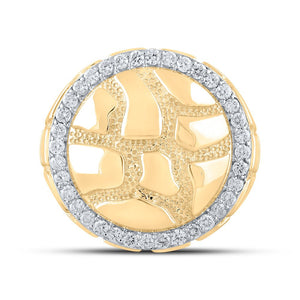 10kt Yellow Gold Men's Round Diamond Nugget Circle Ring 3/4 Cttw - A Radiant Statement of Masculine Elegance - Splendid Jewellery