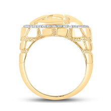 Load image into Gallery viewer, 10kt Yellow Gold Men's Round Diamond Nugget Circle Ring 3/4 Cttw - A Radiant Statement of Masculine Elegance - Splendid Jewellery