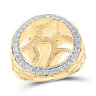 10kt Yellow Gold Men's Round Diamond Nugget Circle Ring 3/4 Cttw - A Radiant Statement of Masculine Elegance - Splendid Jewellery