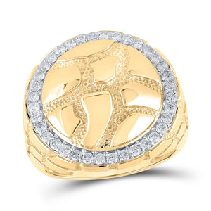 10kt Yellow Gold Men's Round Diamond Nugget Circle Ring 3/4 Cttw - A Radiant Statement of Masculine Elegance - Splendid Jewellery