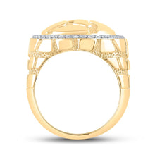 Load image into Gallery viewer, 10kt Yellow Gold Men&#39;s Round Diamond Nugget Circle Ring 3/4 Cttw - A Radiant Statement of Masculine Elegance product Side View from Splendid Jewellery