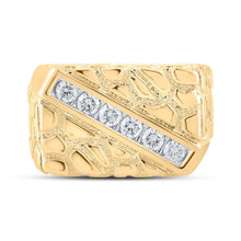 Load image into Gallery viewer, 10kt Yellow Gold Men's Round Diamond Nugget Fashion Ring - 1/2 Cttw | Splendid Jewellery - Splendid Jewellery
