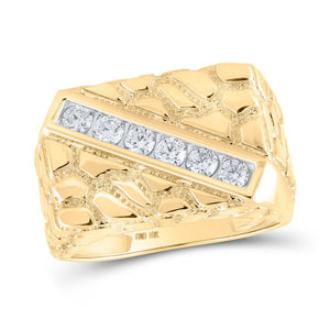 10kt Yellow Gold Men's Round Diamond Nugget Fashion Ring - 1/2 Cttw | Splendid Jewellery - Splendid Jewellery