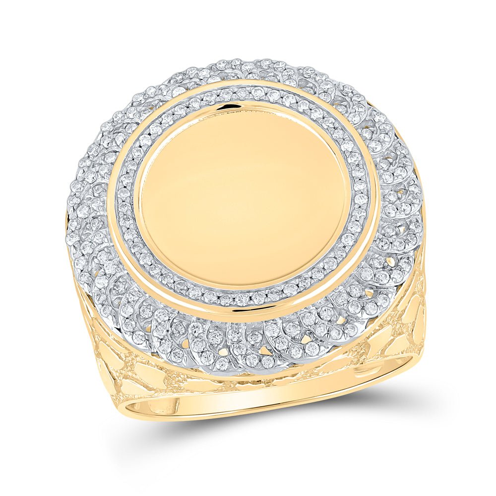 10kt Yellow Gold Mens Round Diamond Nugget Memory Circle Ring 5/8 Cttw - Splendid Jewellery