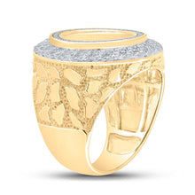 Load image into Gallery viewer, 10kt Yellow Gold Mens Round Diamond Nugget Memory Circle Ring 5/8 Cttw - Splendid Jewellery