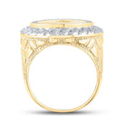 10kt Yellow Gold Mens Round Diamond Nugget Memory Circle Ring 5/8 Cttw - Splendid Jewellery