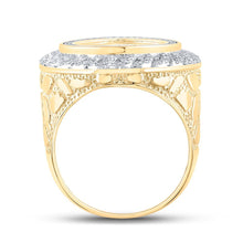 Load image into Gallery viewer, 10kt Yellow Gold Mens Round Diamond Nugget Memory Circle Ring 5/8 Cttw - Splendid Jewellery