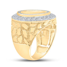 Load image into Gallery viewer, 10kt Yellow Gold Mens Round Diamond Nugget Memory Circle Ring 5/8 Cttw product Side View 2 from Splendid Jewellery