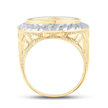 Load image into Gallery viewer, 10kt Yellow Gold Mens Round Diamond Nugget Memory Circle Ring 5/8 Cttw product Side View from Splendid Jewellery