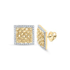 10kt Yellow Gold Men's Round Diamond Nugget Square Earrings 1/3 Cttw - Dazzling Masculine Brilliance - Splendid Jewellery