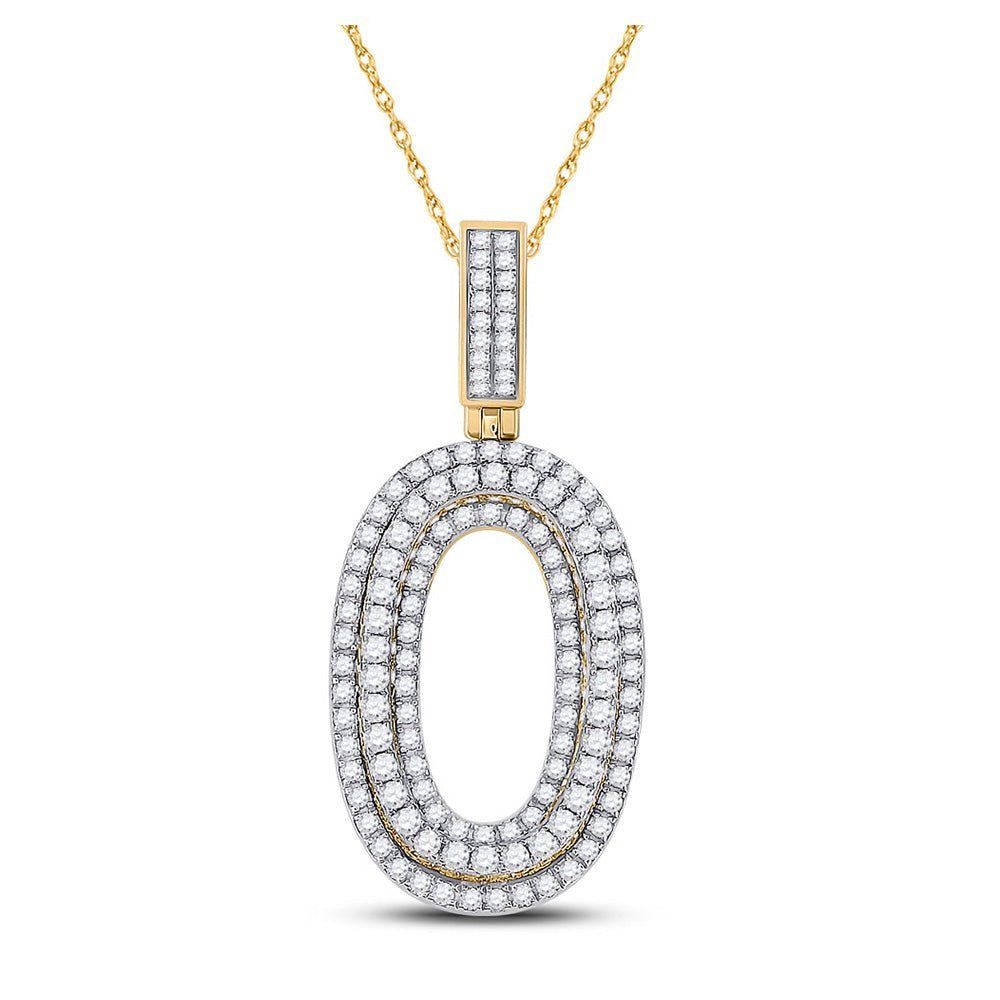 10kt Yellow Gold Men's Round Diamond Number 0 Charm Pendant - 1 - 5/8 Cttw | Splendid Jewellery - Splendid Jewellery