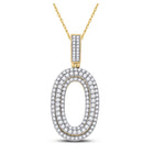10kt Yellow Gold Men's Round Diamond Number 0 Charm Pendant - 1 - 5/8 Cttw | Splendid Jewellery - Splendid Jewellery
