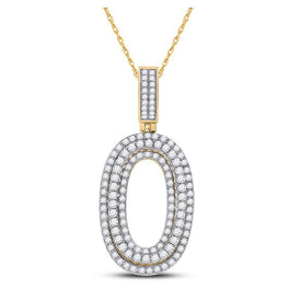10kt Yellow Gold Men's Round Diamond Number 0 Charm Pendant - 1 - 5/8 Cttw | Splendid Jewellery - Splendid Jewellery