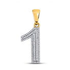 10kt Yellow Gold Men's Round Diamond Number 1 Charm Pendant 1/3 Cttw - A Dazzling Statement Piece for Men - Splendid Jewellery