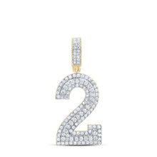 Load image into Gallery viewer, 10kt Yellow Gold Men's Round Diamond Number 2 Charm Pendant - Captivating Statement Piece with 1-1/2 Cttw of Diamonds product  Top View from Splendid Jewellery