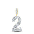 10kt Yellow Gold Men's Round Diamond Number 2 Charm Pendant - Captivating Statement Piece with 1-1/2 Cttw of Diamonds product  Top View from Splendid Jewellery