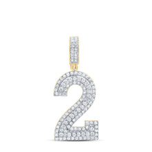 Load image into Gallery viewer, 10kt Yellow Gold Men's Round Diamond Number 2 Charm Pendant - Captivating Statement Piece with 1 - 1/2 Cttw of Diamonds - Splendid Jewellery