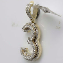 Load image into Gallery viewer, 10kt Yellow Gold Men's Round Diamond Number 3 Charm Pendant - 1-1/3 Cttw | Splendid Jewellery product Side View from Splendid Jewellery