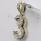 10kt Yellow Gold Men's Round Diamond Number 3 Charm Pendant - 1-1/3 Cttw | Splendid Jewellery product Side View from Splendid Jewellery