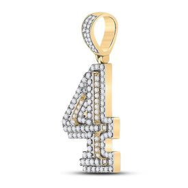 10kt Yellow Gold Men's Round Diamond Number 4 Charm Pendant - 1 - 3/8 Cttw - Splendid Jewellery - Splendid Jewellery