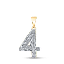 Load image into Gallery viewer, 10kt Yellow Gold Men's Round Diamond Number 4 Charm Pendant - 1/2 Cttw | Splendid Jewellery - Splendid Jewellery