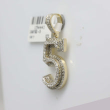 Load image into Gallery viewer, 10kt Yellow Gold Men's Round Diamond Number 5 Charm Pendant - 1 - 5/8 Cttw | Splendid Jewellery - Splendid Jewellery
