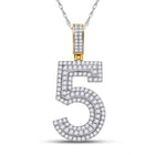 10kt Yellow Gold Men's Round Diamond Number 5 Charm Pendant - 1-5/8 Cttw | Splendid Jewellery product  Top View from Splendid Jewellery