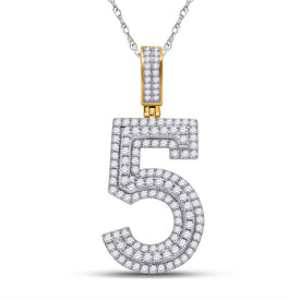 10kt Yellow Gold Men's Round Diamond Number 5 Charm Pendant - 1-5/8 Cttw | Splendid Jewellery product  Top View from Splendid Jewellery