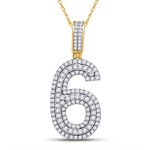Load image into Gallery viewer, 10kt Yellow Gold Men&#39;s Round Diamond Number 6 Charm Pendant 1-5/8 Cttw | Splendid Jewellery product  Top View from Splendid Jewellery