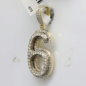 10kt Yellow Gold Men's Round Diamond Number 6 Charm Pendant 1 - 5/8 Cttw | Splendid Jewellery - Splendid Jewellery