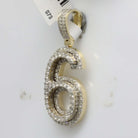 10kt Yellow Gold Men's Round Diamond Number 6 Charm Pendant 1 - 5/8 Cttw | Splendid Jewellery - Splendid Jewellery