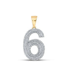 10kt Yellow Gold Men's Round Diamond Number 6 Charm Pendant - 5/8 Cttw | Splendid Jewellery - Splendid Jewellery