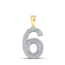 Load image into Gallery viewer, 10kt Yellow Gold Men's Round Diamond Number 6 Charm Pendant - 5/8 Cttw | Splendid Jewellery - Splendid Jewellery