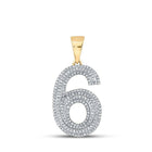 10kt Yellow Gold Men's Round Diamond Number 6 Charm Pendant - 5/8 Cttw | Splendid Jewellery - Splendid Jewellery