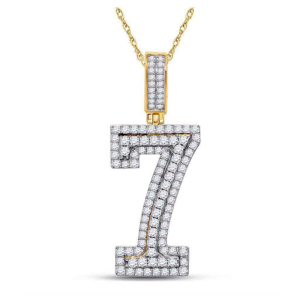 10kt Yellow Gold Men's Round Diamond Number 7 Charm Pendant - 1 - 1/4 Cttw | Splendid Jewellery - Splendid Jewellery