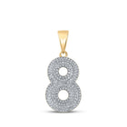 10kt Yellow Gold Men's Round Diamond Number 8 Charm Pendant 1/2 Cttw - A Dazzling Symbol of Style and Success - Splendid Jewellery