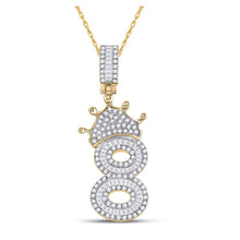 Load image into Gallery viewer, 10kt Yellow Gold Mens Round Diamond Number 8 Crown Charm Pendant - 3/4 Cttw - Splendid Jewellery - Splendid Jewellery