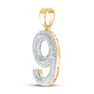 10kt Yellow Gold Men's Round Diamond Number 9 Charm Pendant - Splendid Jewellery